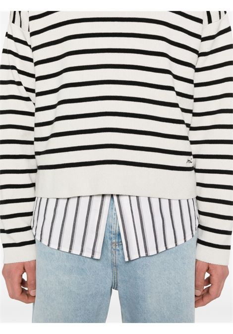 Black and white horizontal-stripe jumper - unisex AMI PARIS | UKS036KN0041194